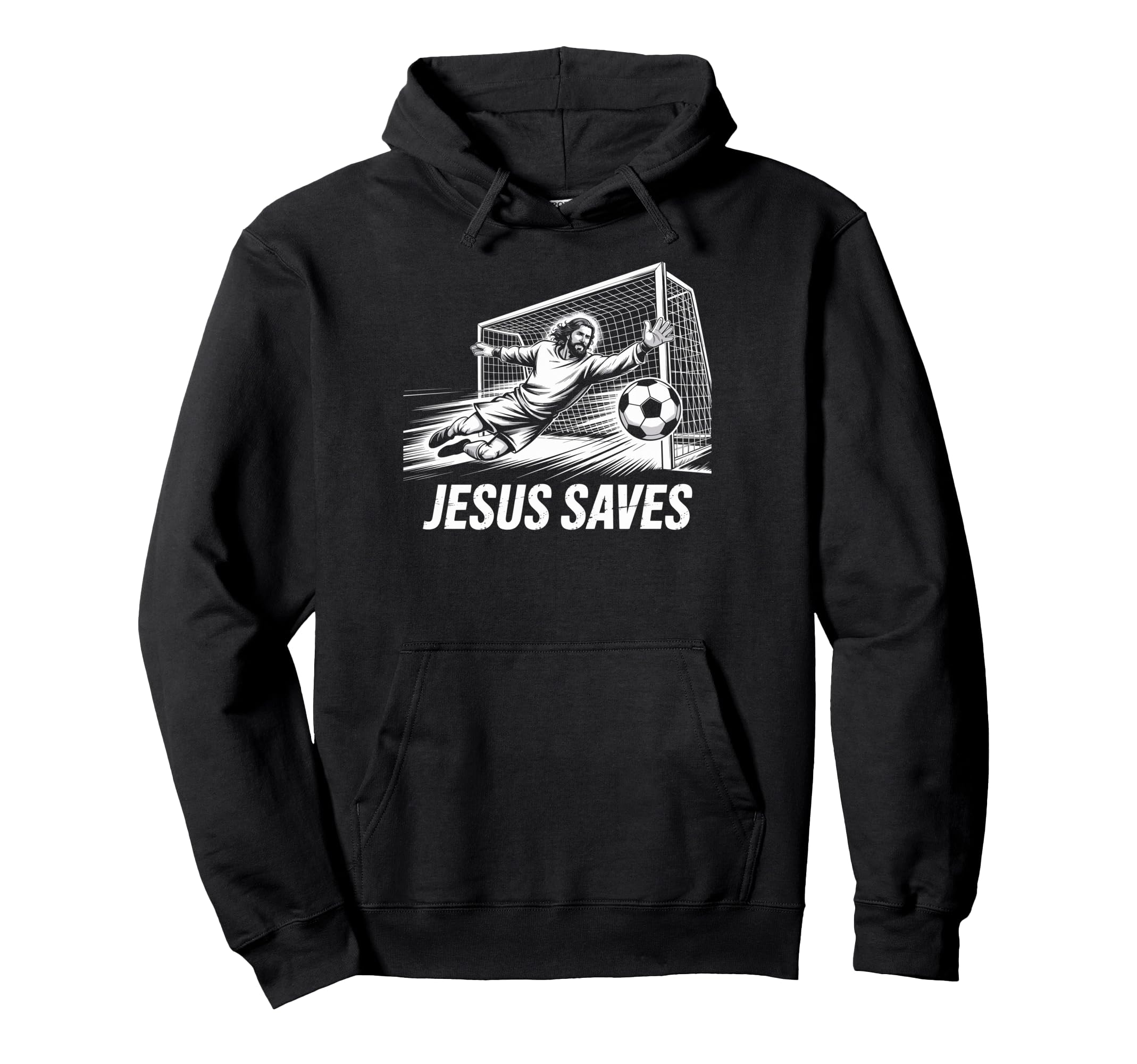 Soccer Goalie Goalkeeper Jesus Saves Hoodie - Unique Graphic Unisex