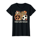 Peace Love Soccer Lover Leopard Soccer T-Shirt - Custom Art Print Unisex