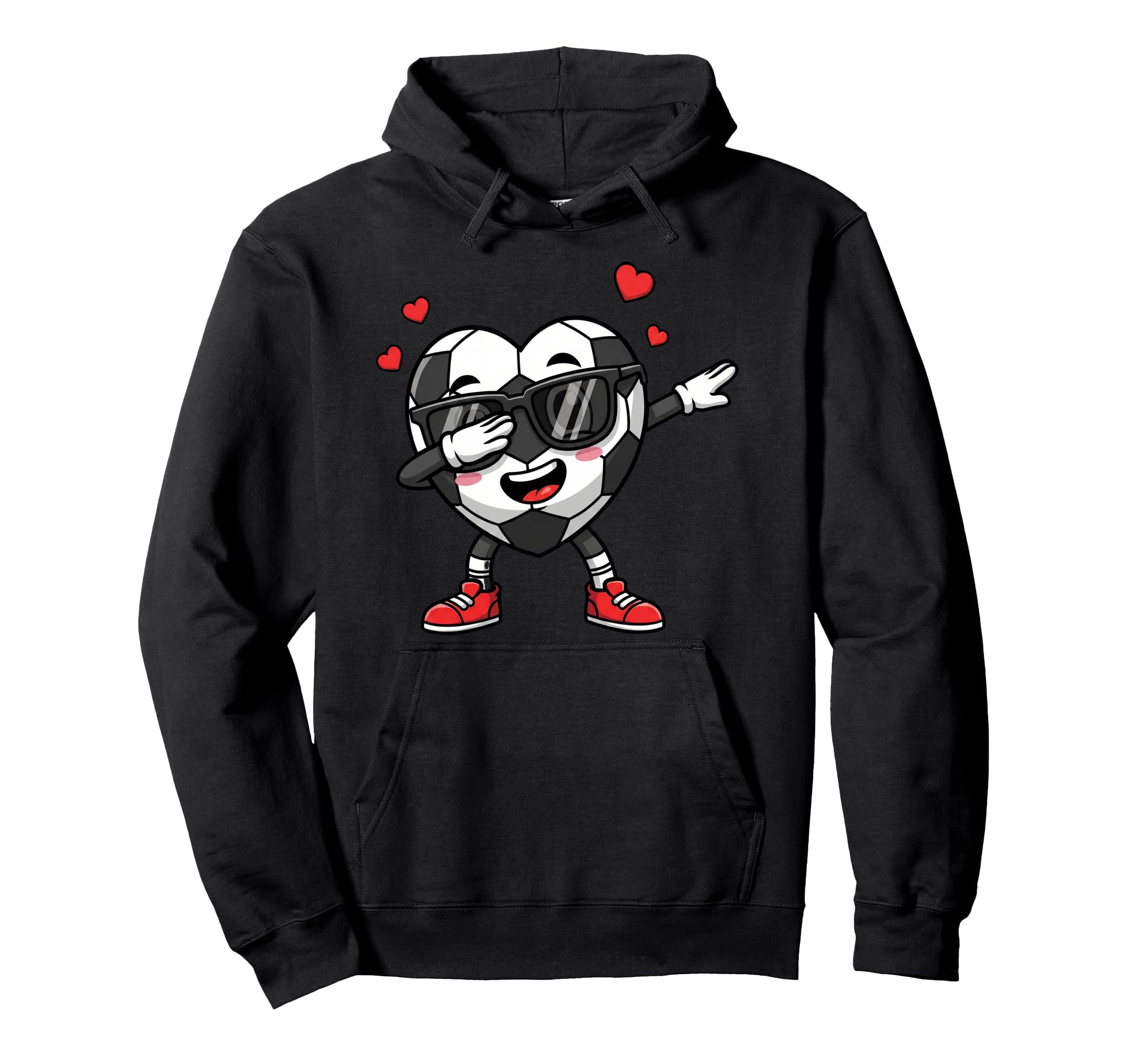 Dabbing Soccer Heart Valentine Love Hoodie - Trendy Graphic for Adults