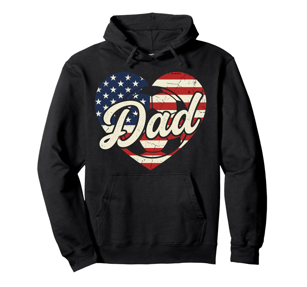 4Th July Soccer Dad Usa Flag Heart Hoodie - Graphic Print Unisex