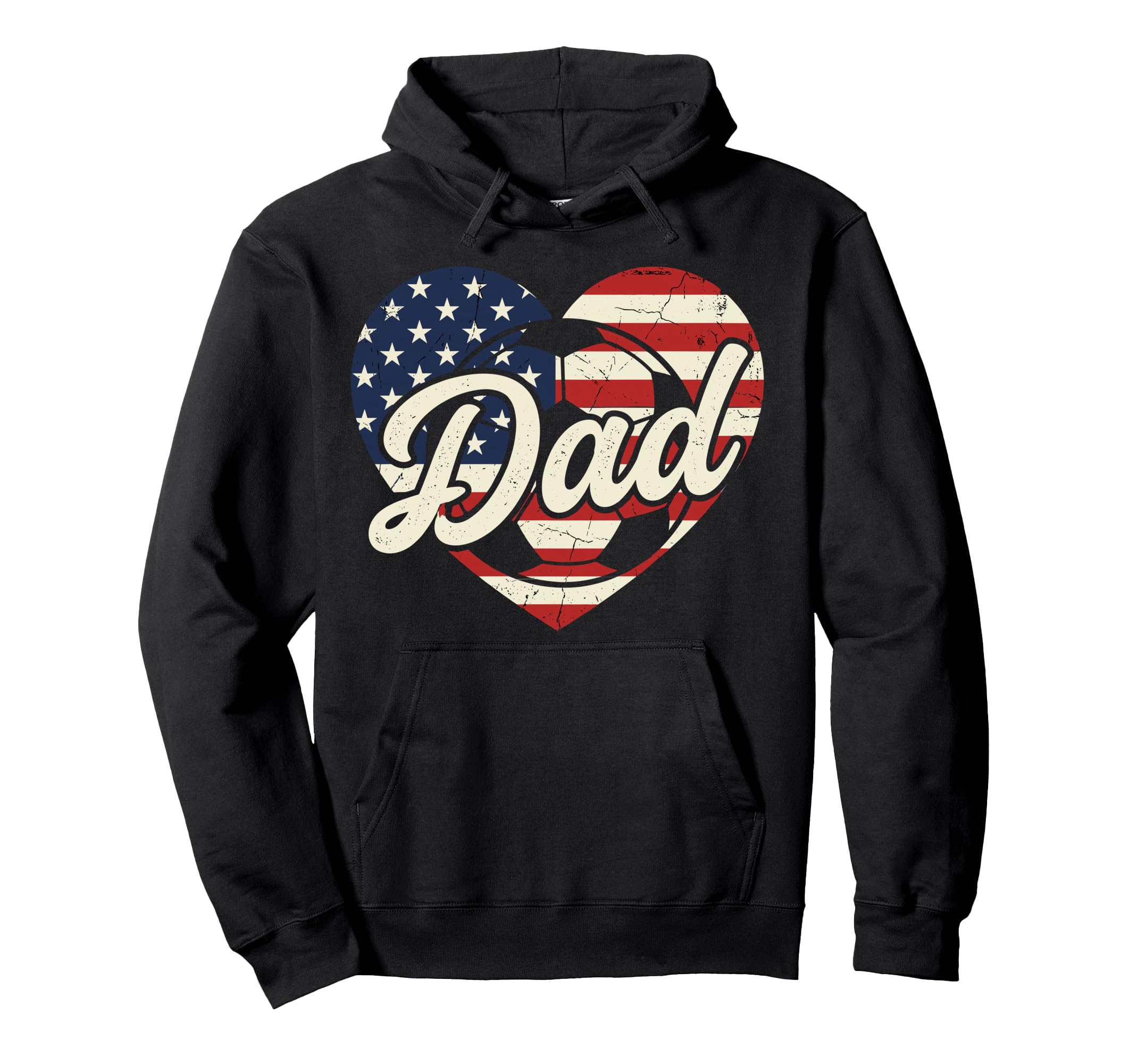 4Th July Soccer Dad Usa Flag Heart Hoodie - Graphic Print Unisex