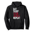 Eat Sleep Stop Goals Repeat Soccer Hockey Hoodie - Graphic Print Unisex