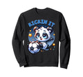 Kickin It Soccer Player Panda Ball Sweatshirt - Graphic Print for Adults