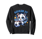 Kickin It Soccer Player Panda Ball Sweatshirt - Graphic Print for Adults