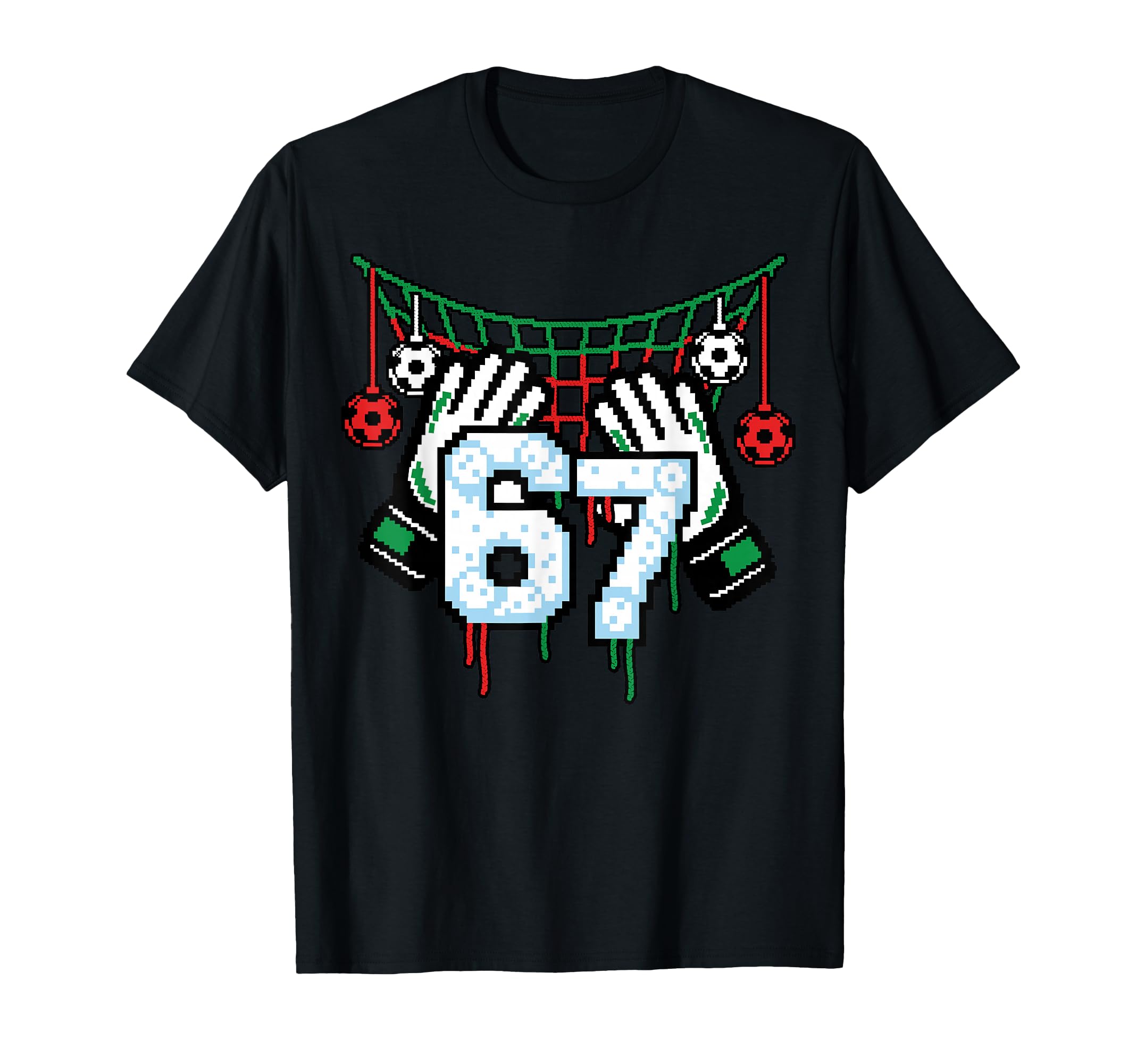 Soccer Goalie Net 67 Sports Pixel T-Shirt - Aesthetic Graphic Unisex