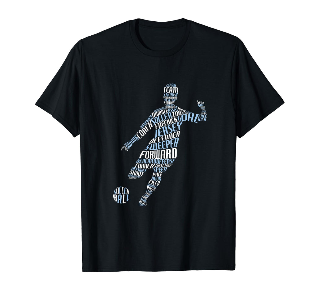Soccer Player Typography Word Art T-Shirt - Graphic Print for Adults