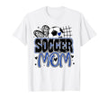 Blue Soccer Heartleopard Soccer Mom Mama T-Shirt - Trendy Graphic Unisex