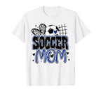 Blue Soccer Heartleopard Soccer Mom Mama T-Shirt - Trendy Graphic Unisex