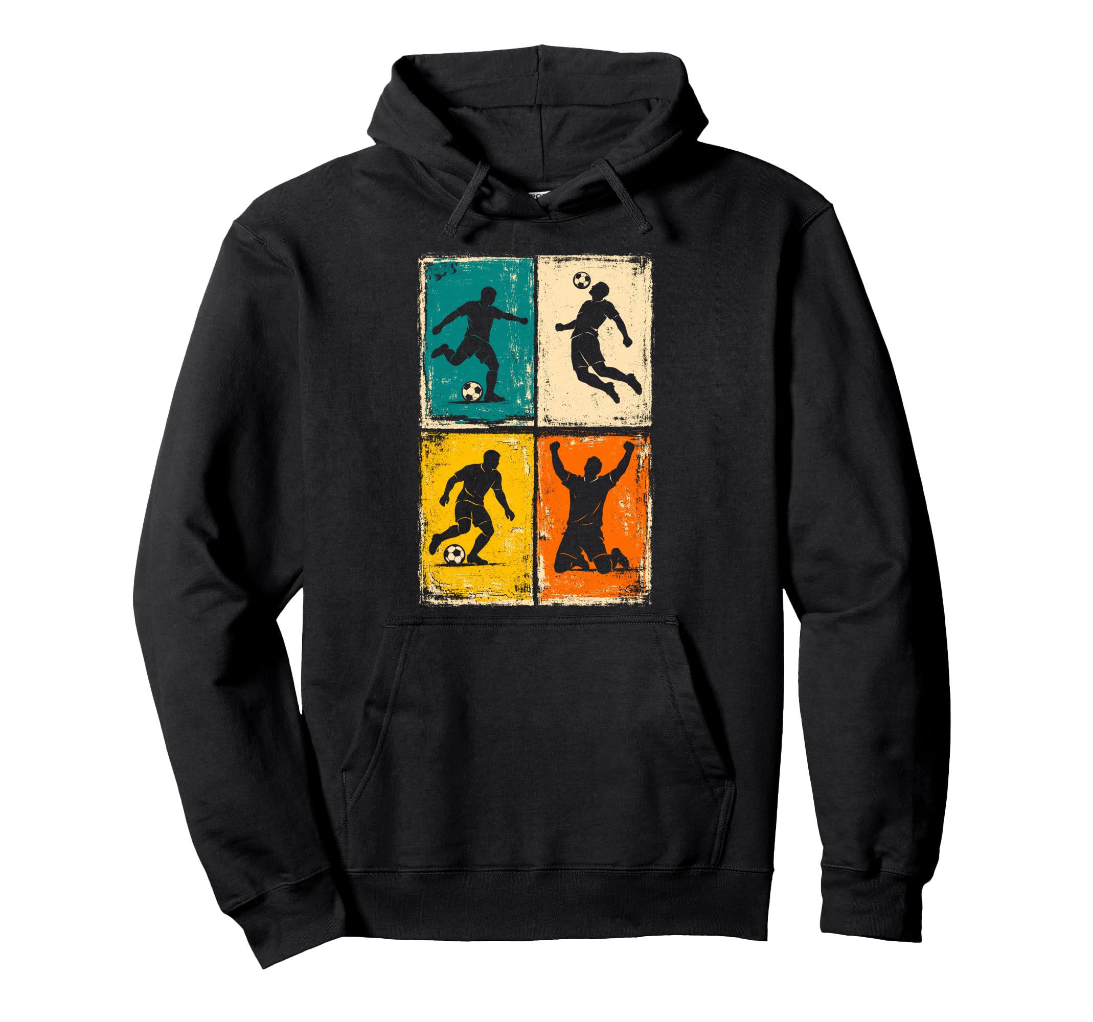 Distressed Soccer Player Silhouettes Hoodie - Streetwear Style Unisex