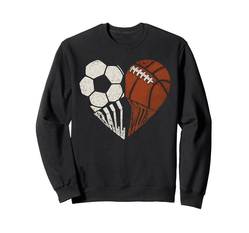 Mom Both Heart Soccer Baseball Sweatshirt - Trendy Graphic for Adults