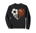 Mom Both Heart Soccer Baseball Sweatshirt - Trendy Graphic for Adults