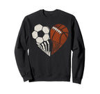 Mom Both Heart Soccer Baseball Sweatshirt - Trendy Graphic for Adults