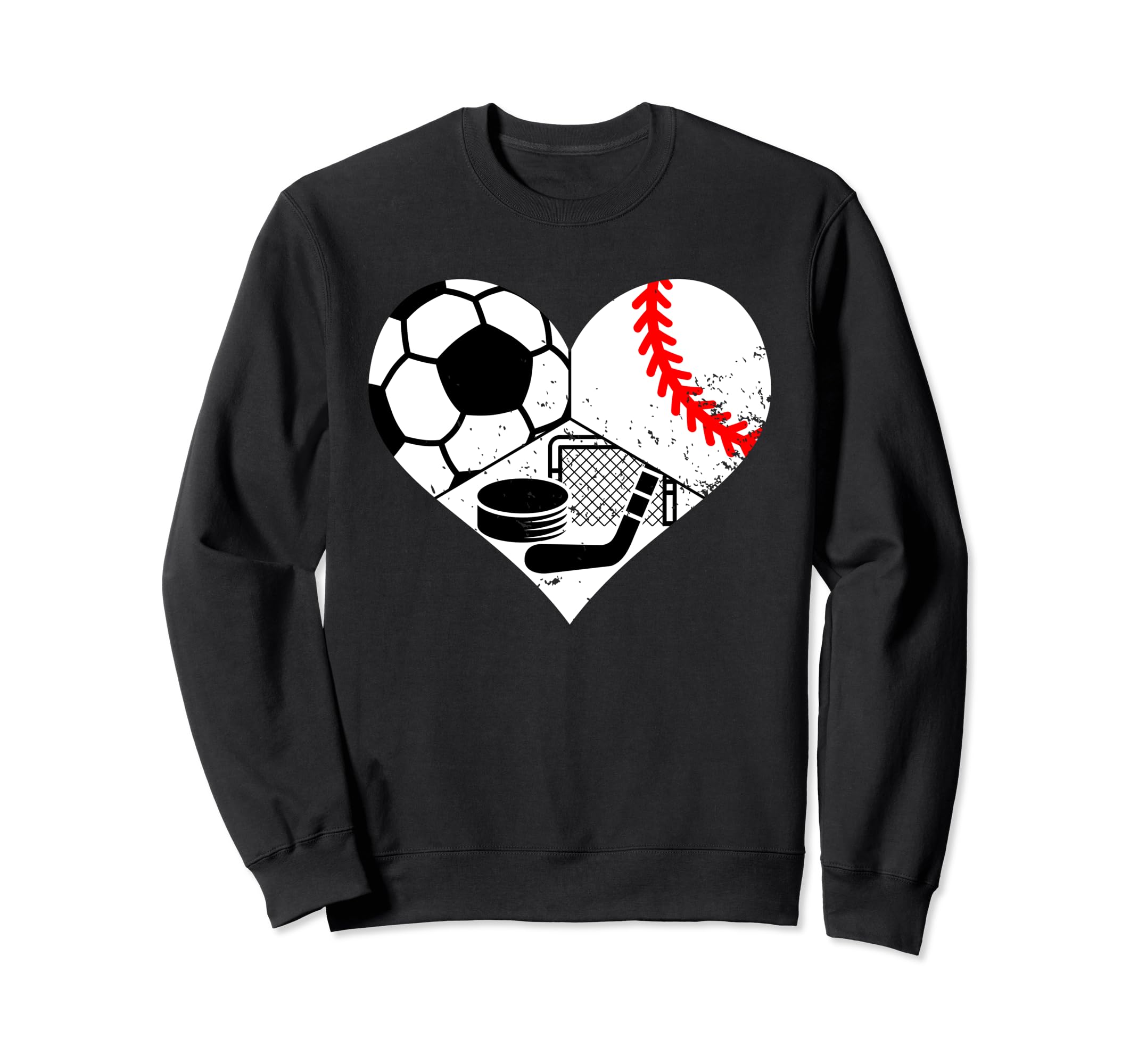 Soccer Baseball Hockey Heart Sweatshirt - Aesthetic Graphic for Adults