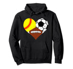 Softball Football Soccer Heart Hoodie - Casual Everyday Wear Men Women