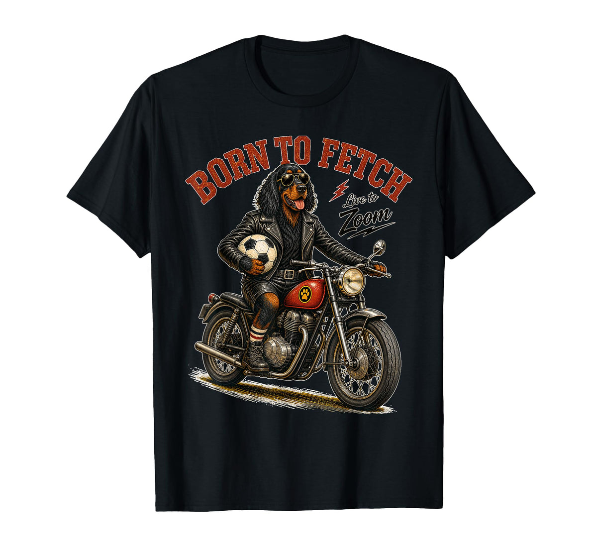 Gordon Setter Motorbike Love Footbal T-Shirt - Streetwear Style for Adults