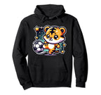 Tiger Soccer Player Kicking Soccer Ball Hoodie - Novelty Apparel for Adults