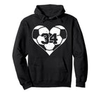 Soccer Number 34 Jersey Funny Soccer Hoodie - Casual Everyday Wear Unisex