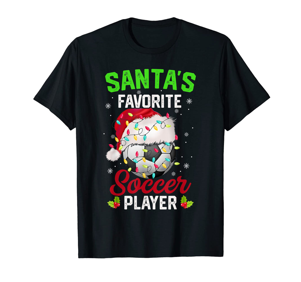Santas Favorite Soccer Player Pajama T-Shirt - Trendy Graphic Men Women