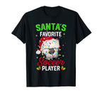 Santas Favorite Soccer Player Pajama T-Shirt - Trendy Graphic Men Women