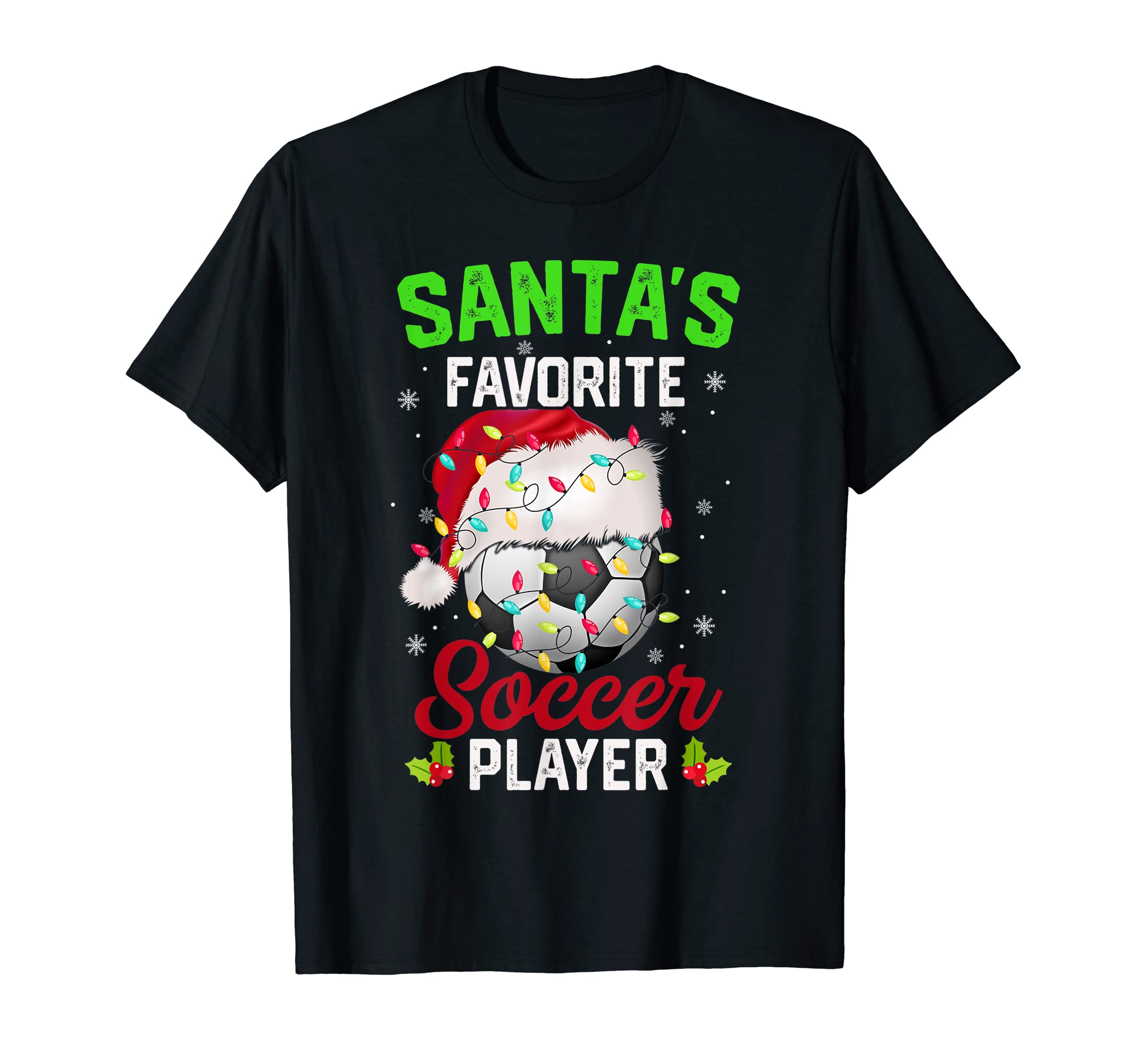 Santas Favorite Soccer Player Pajama T-Shirt - Trendy Graphic Men Women