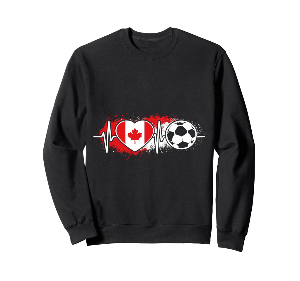 Soccer Heartbeat Canada Flag Football Sweatshirt - Streetwear Style Unisex