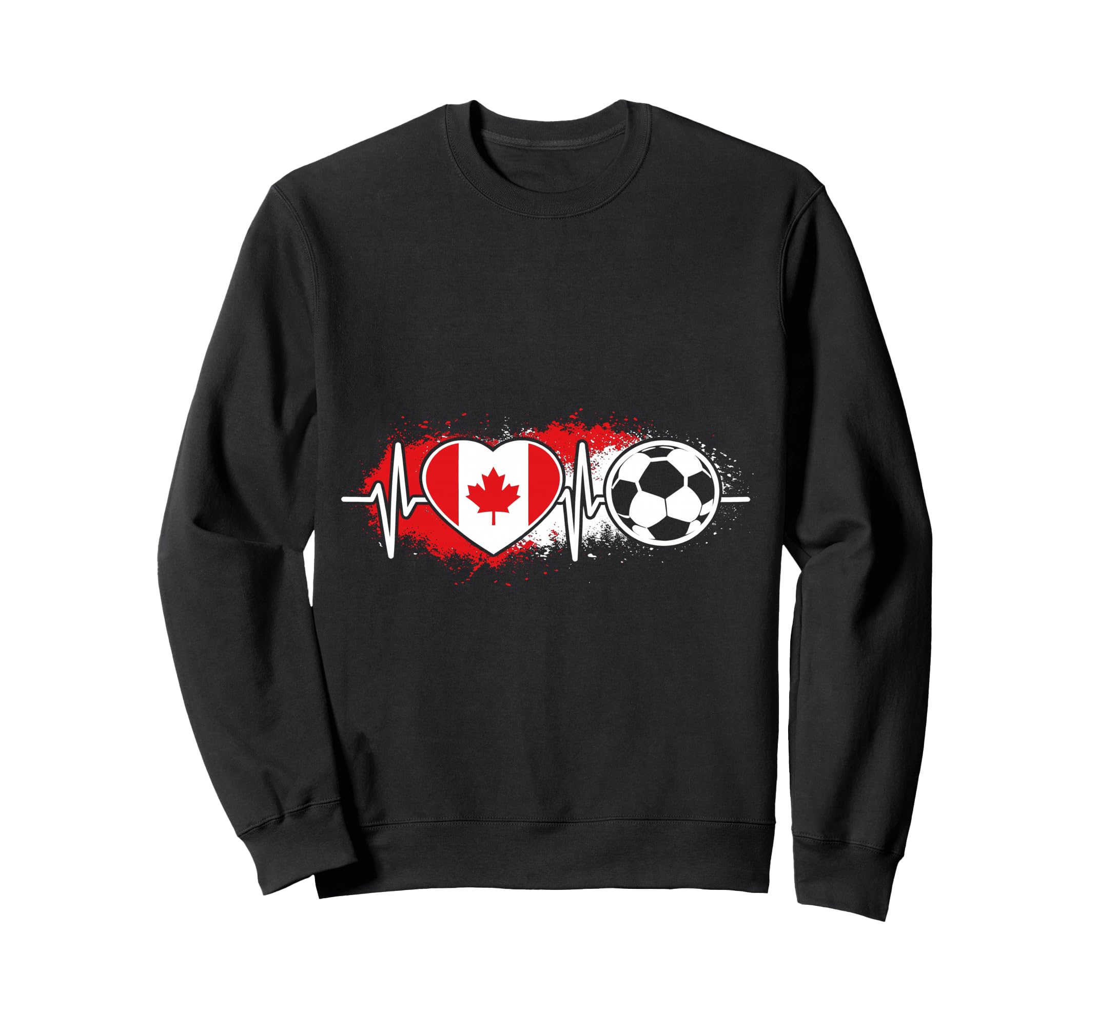 Soccer Heartbeat Canada Flag Football Sweatshirt - Streetwear Style Unisex