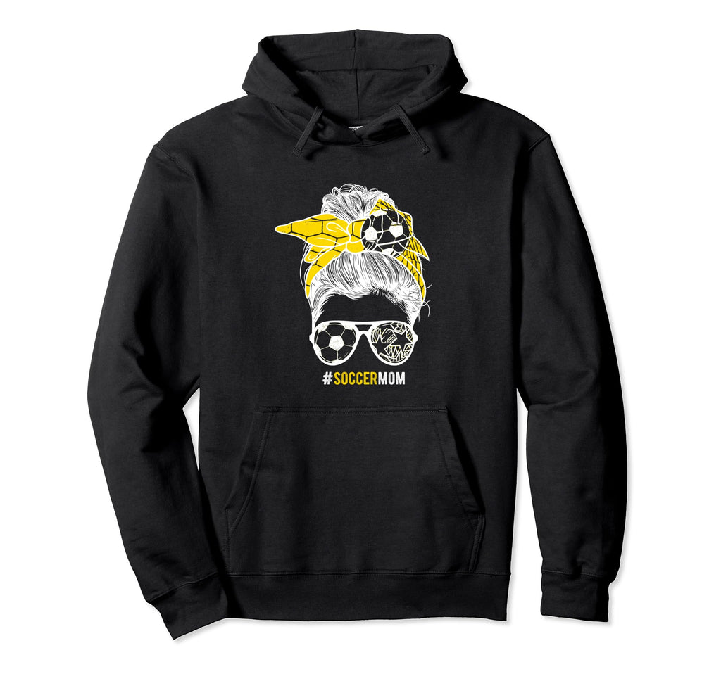 Soccer Mom Messy Bun Hair Soccer Hoodie - Trendy Graphic for Adults
