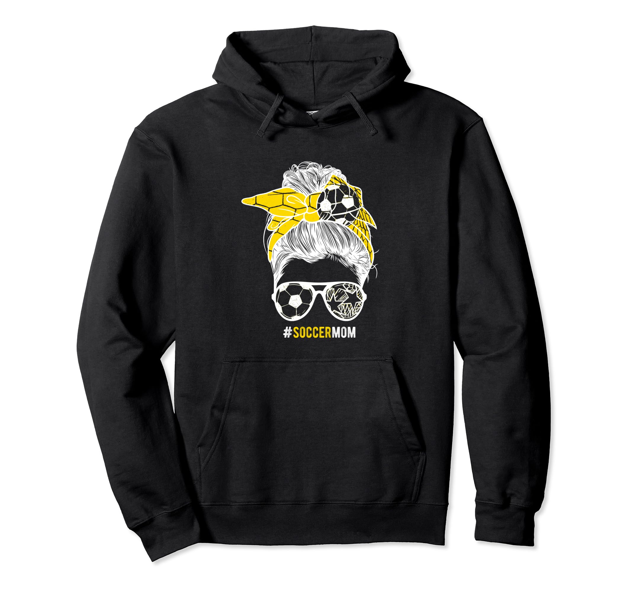 Soccer Mom Messy Bun Hair Soccer Hoodie - Trendy Graphic for Adults
