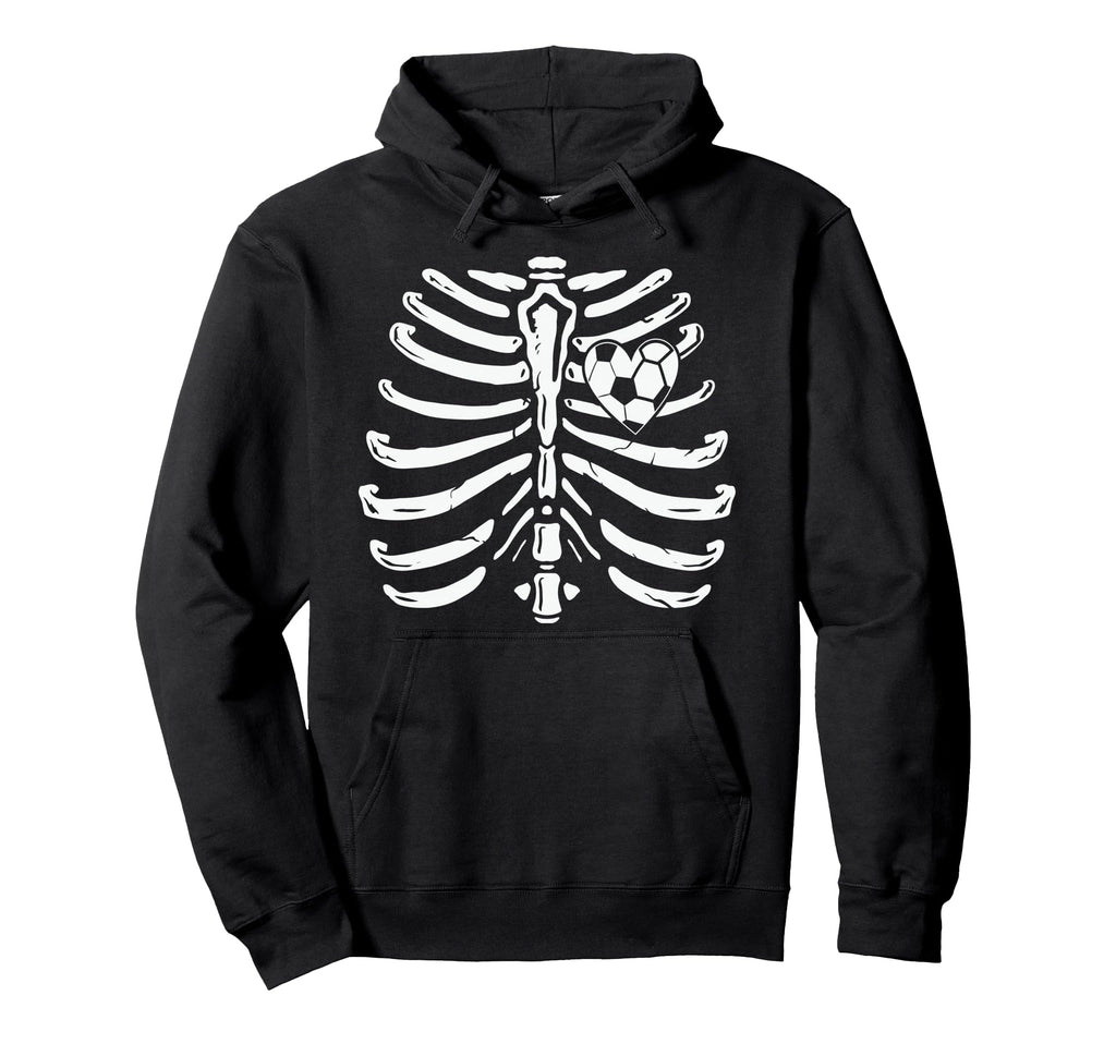 Soccer Player Heart Skeleton Ribs Hoodie - Streetwear Style for Adults
