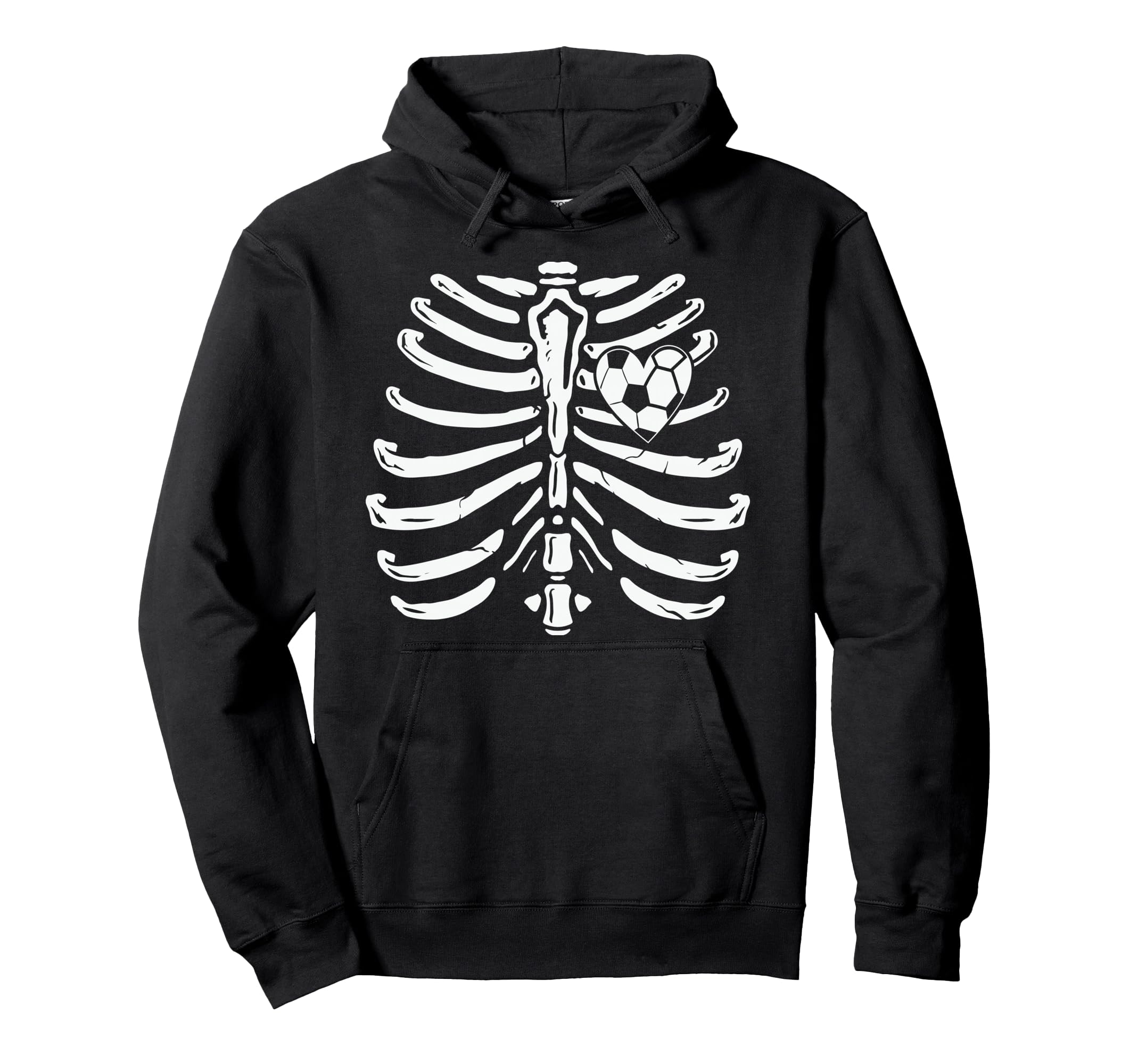 Soccer Player Heart Skeleton Ribs Hoodie - Streetwear Style for Adults
