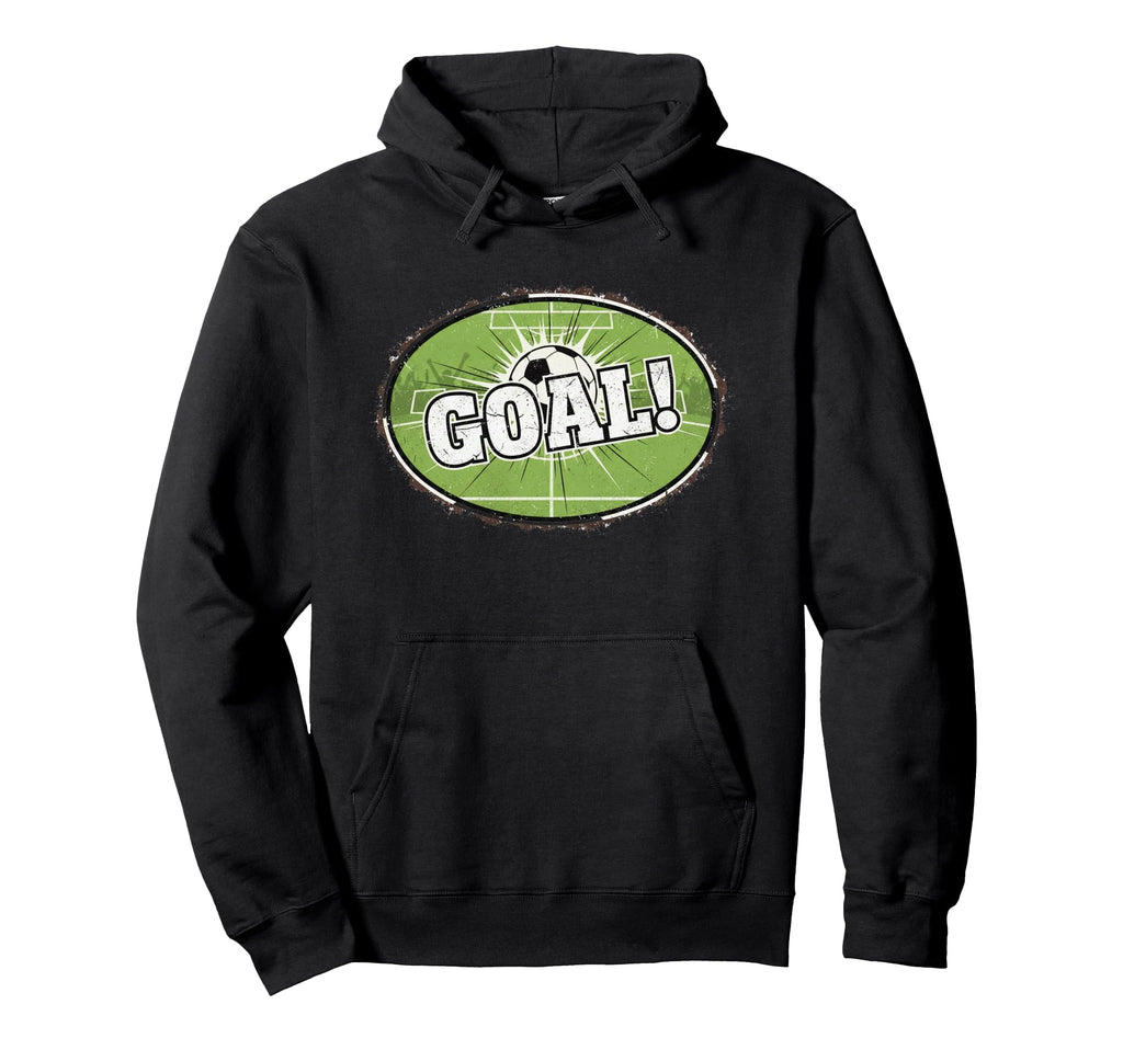 Goal Distressed Futbol Oval Soccer Hoodie - Fun Novelty Design Men Women