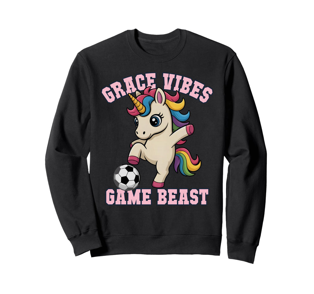 Grace Vibes Soccer Unicorn Sweatshirt - Casual Everyday Wear for Adults