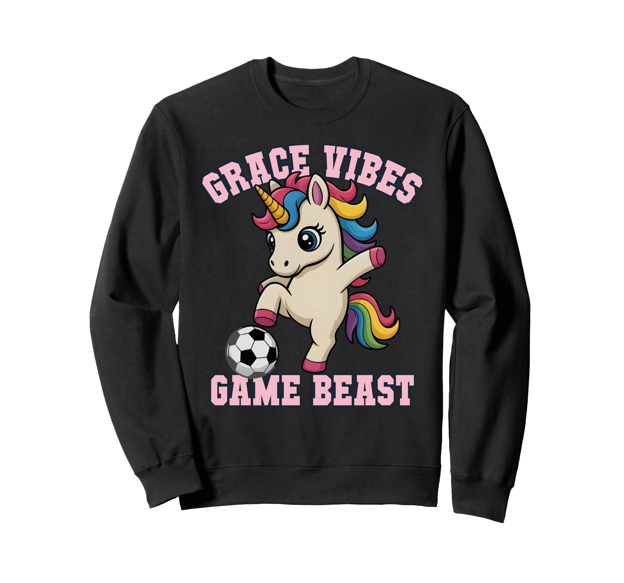 Grace Vibes Soccer Unicorn Sweatshirt - Casual Everyday Wear for Adults