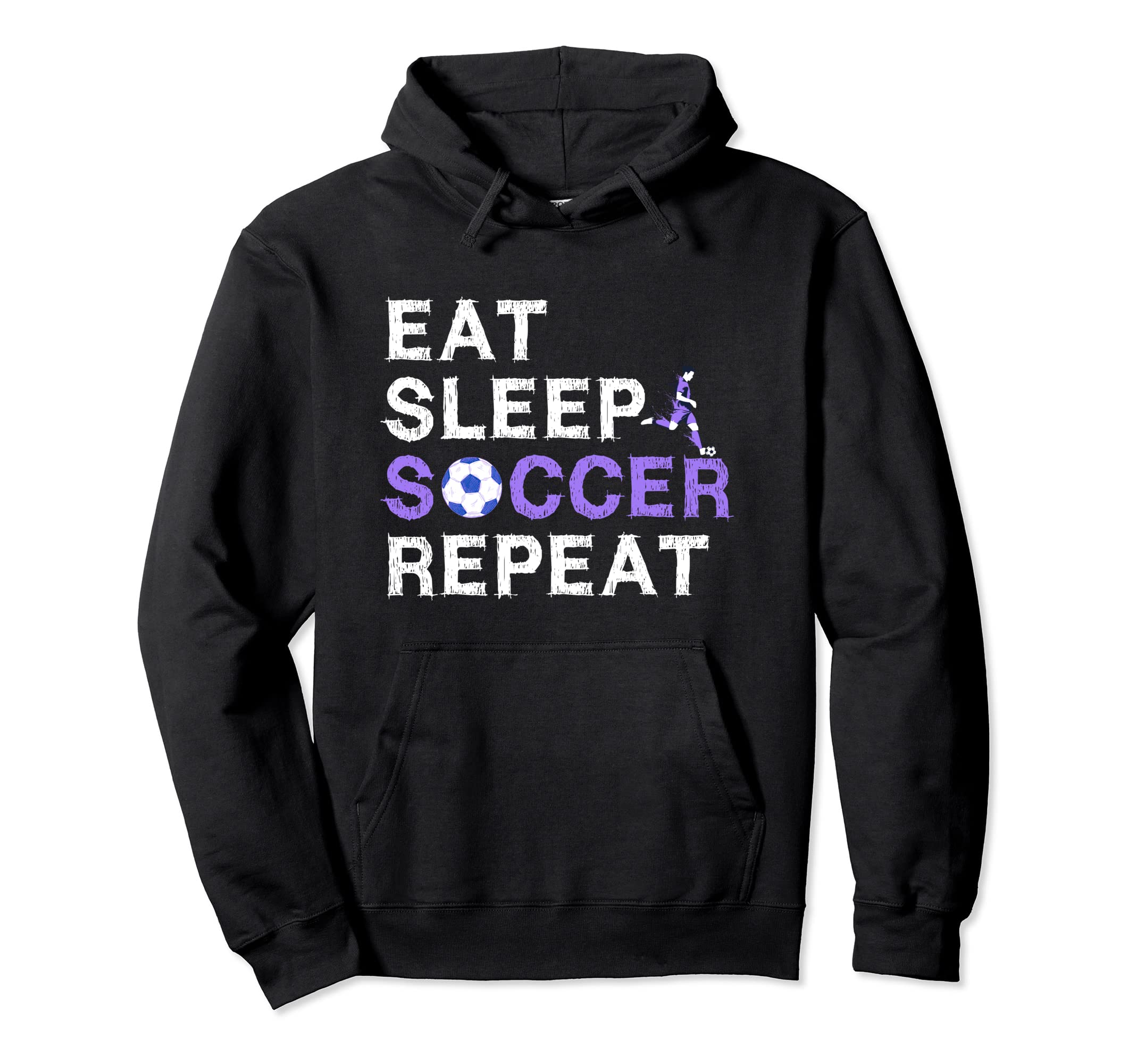 Eat Sleep Soccer Repeat Funny Hoodie - Novelty Apparel for Adults