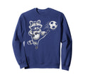 Funny Soccer Ball Raccoon Kick Win Sweatshirt - Trendy Graphic for Adults