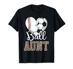 Ball Aunt Heart Baseball Soccer Aunt T-Shirt - Minimalist Print Men Women
