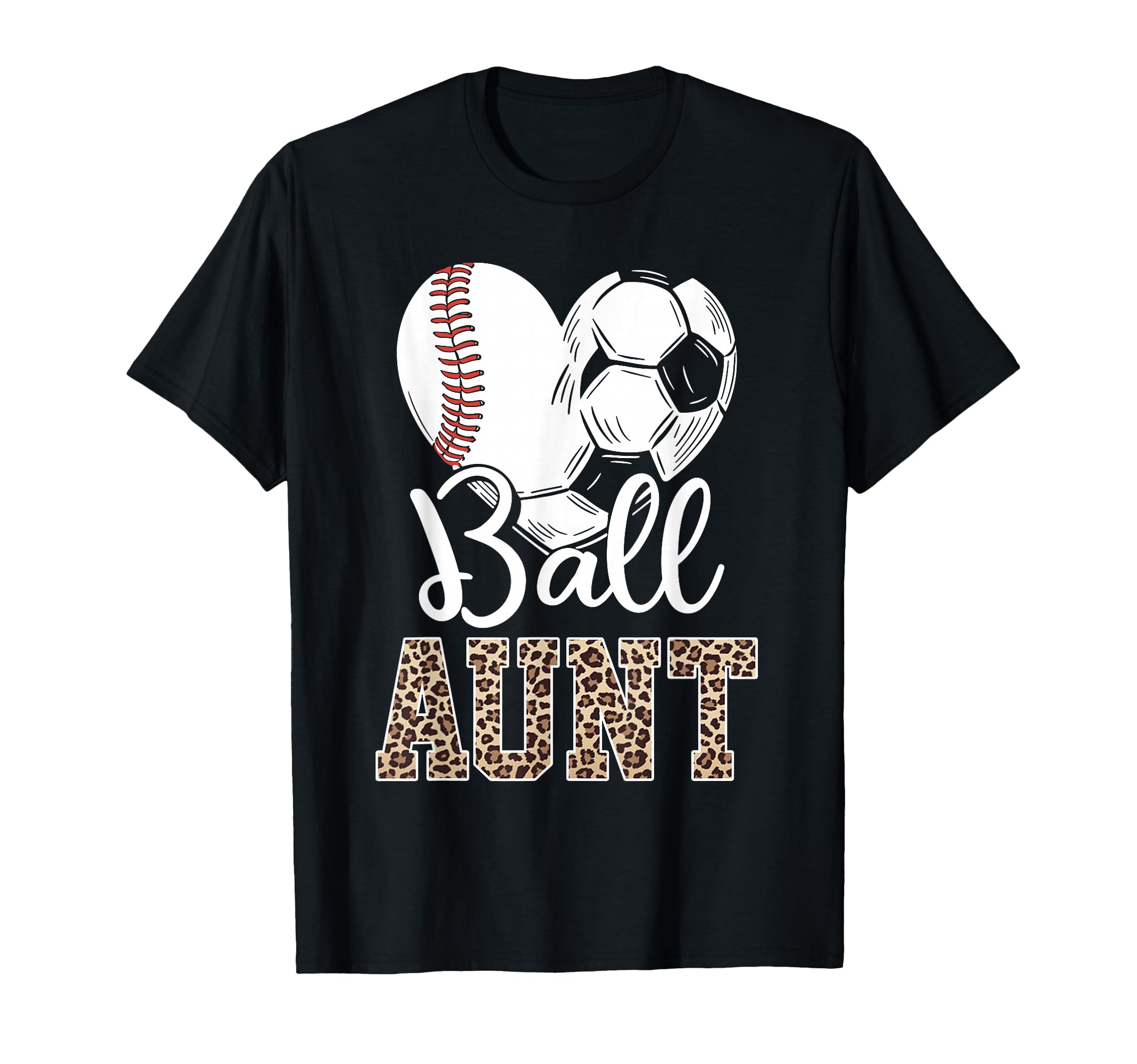 Ball Aunt Heart Baseball Soccer Aunt T-Shirt - Minimalist Print Men Women