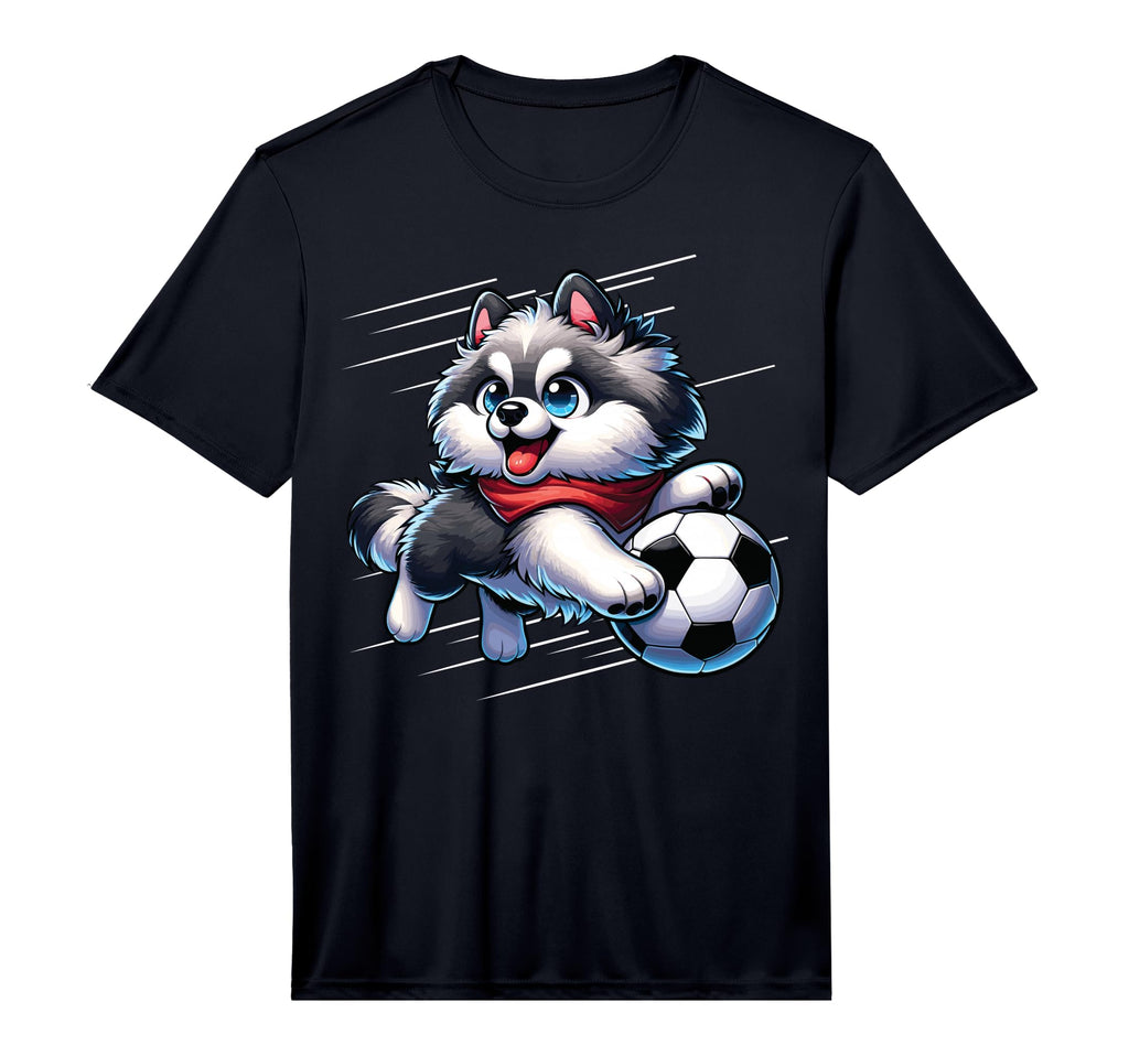 Pomsky Playing Soccer Pomsky T-Shirt - Minimalist Print Men Women