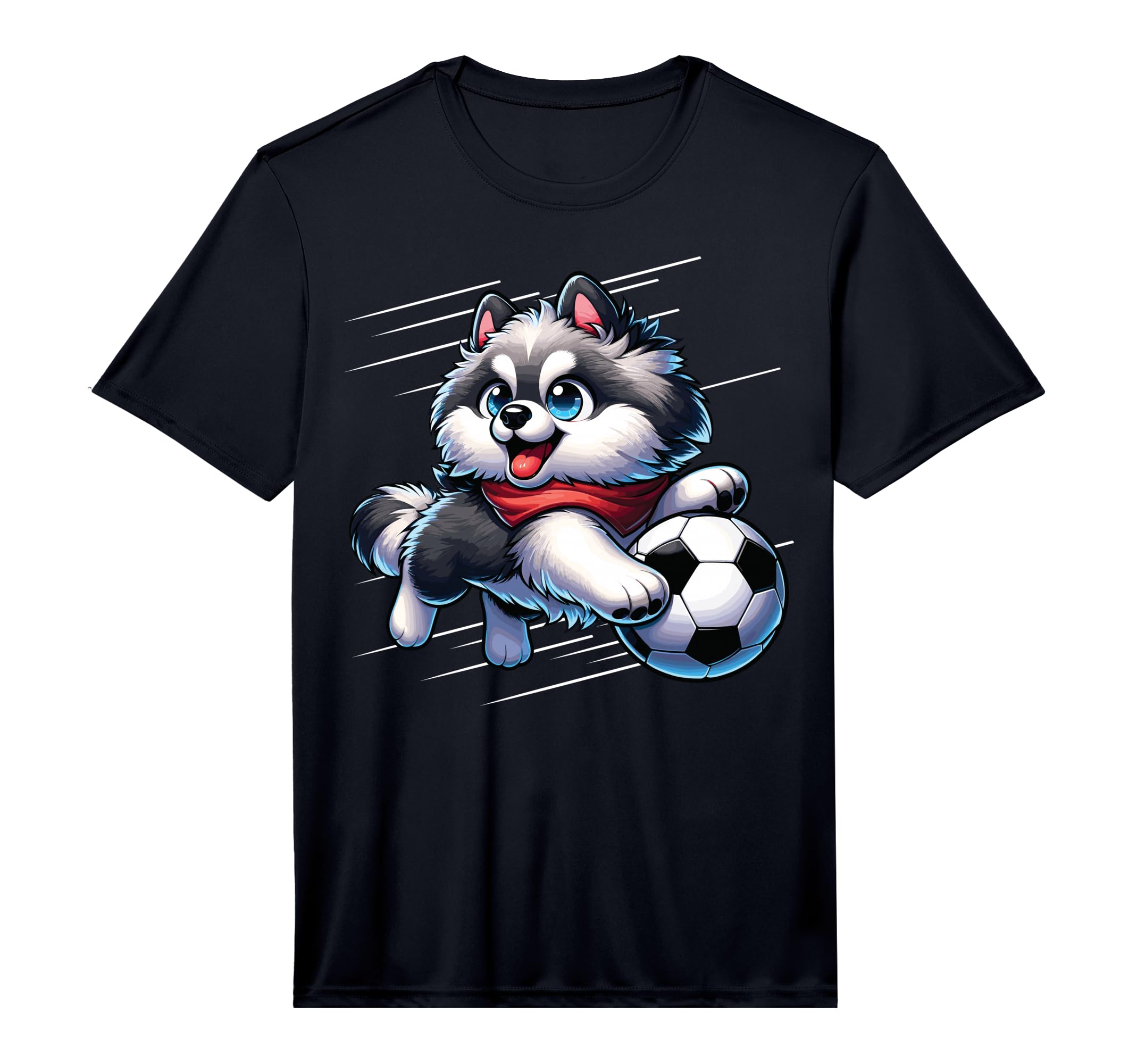 Pomsky Playing Soccer Pomsky T-Shirt - Minimalist Print Men Women