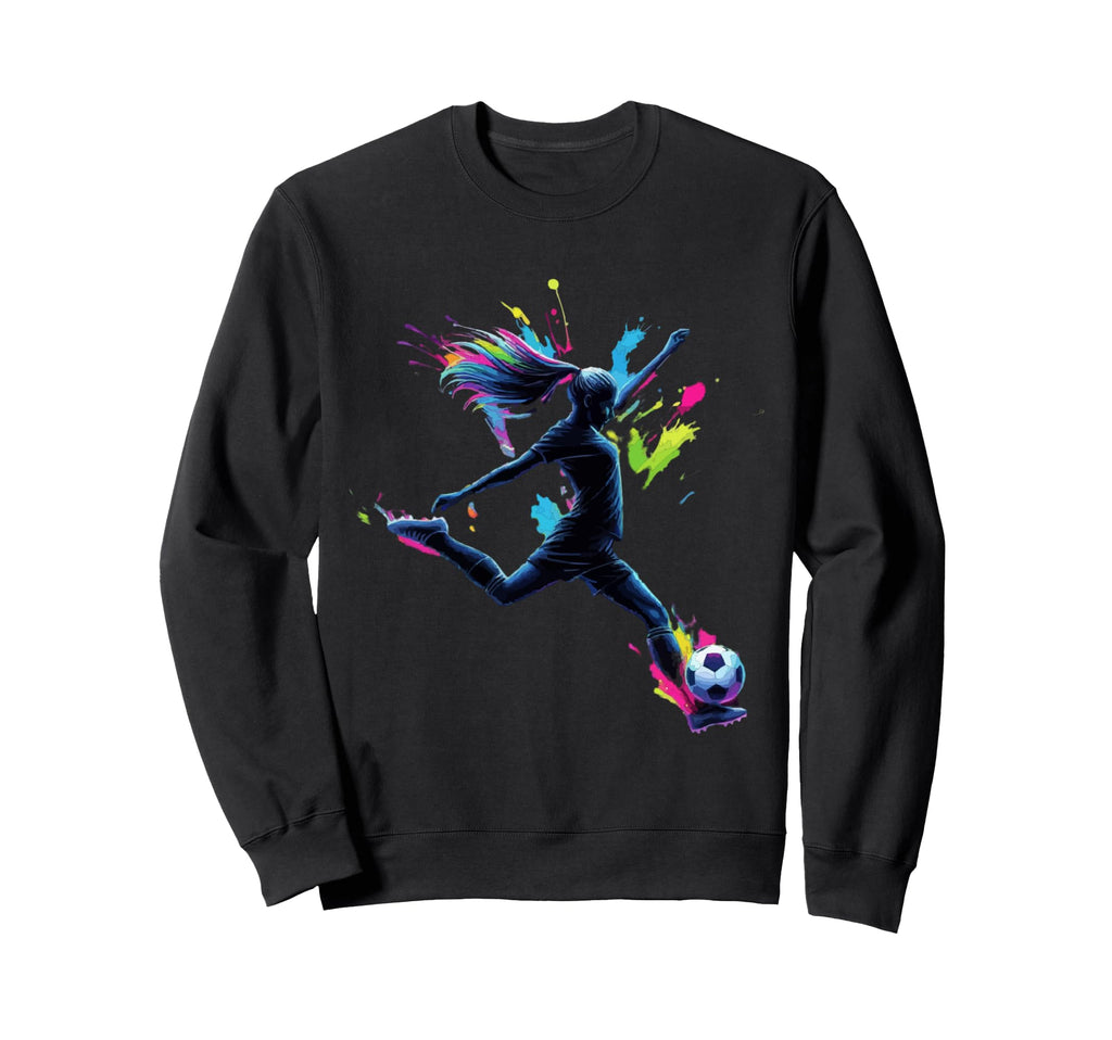 Colorful Neon Soccer Art Splash Sweatshirt - Novelty Apparel for Adults