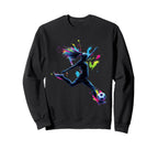 Colorful Neon Soccer Art Splash Sweatshirt - Novelty Apparel for Adults