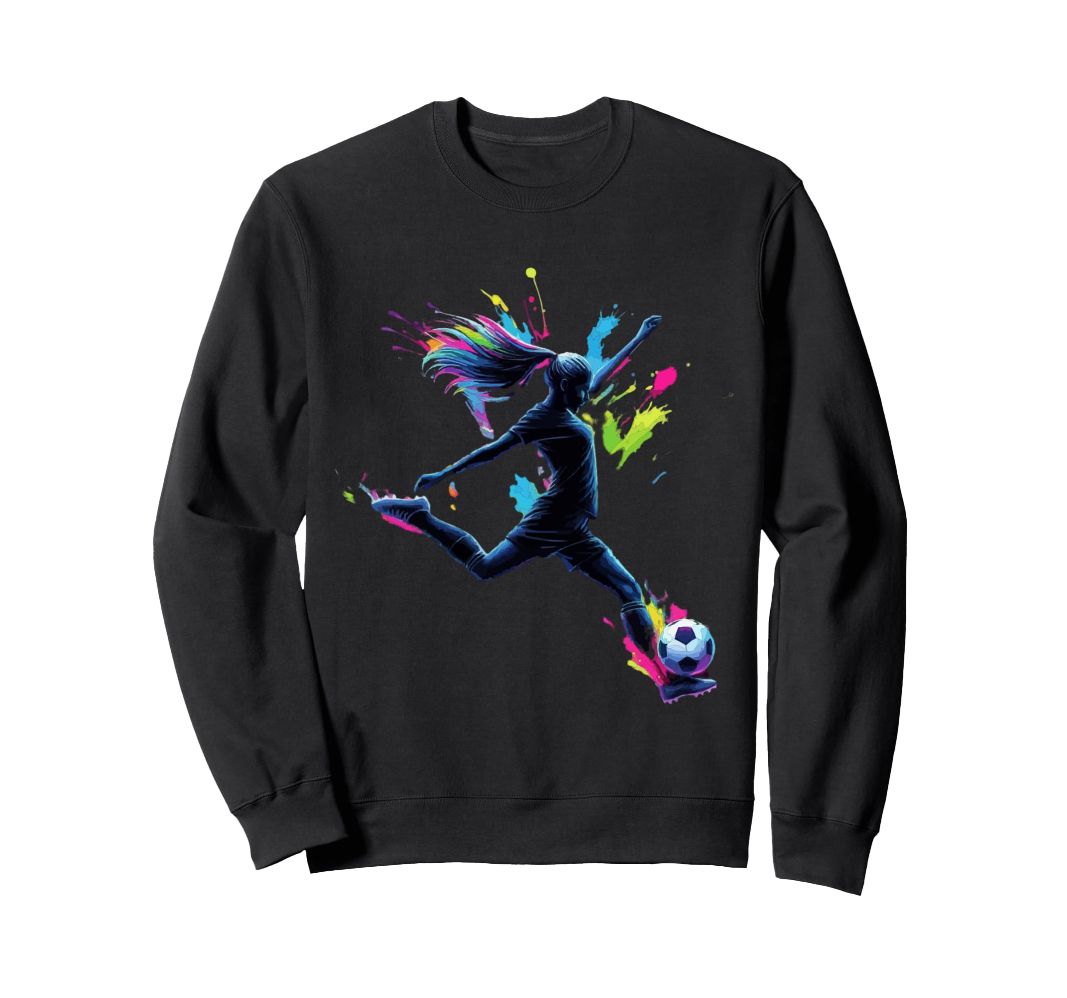 Colorful Neon Soccer Art Splash Sweatshirt - Novelty Apparel for Adults