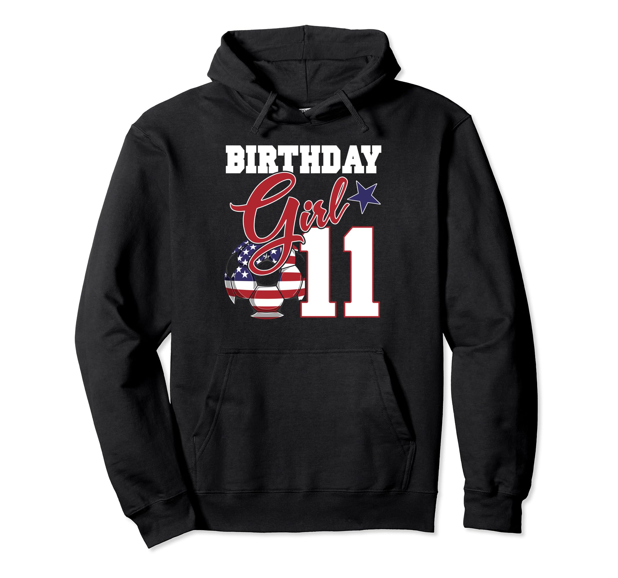 11Th Birthday Party American Flag Soccer Hoodie - Unique Graphic Unisex