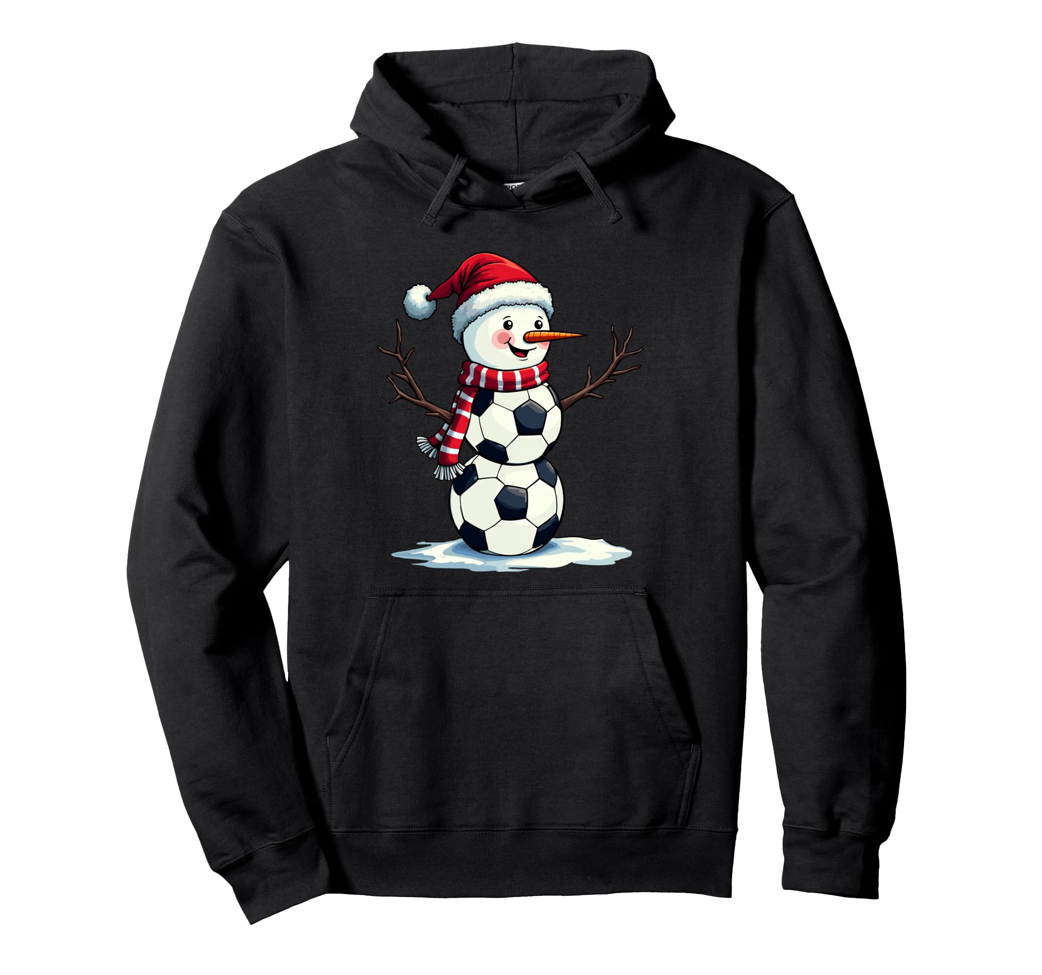 Funny Football Soccer Snowman Hoodie - Custom Art Print Men Women