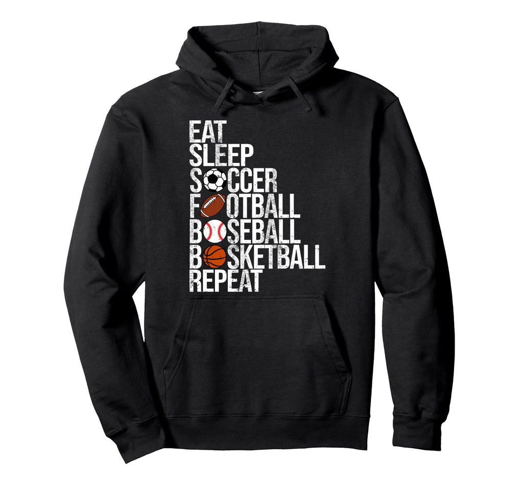 Eat Sleep Soccer Football Baseball Hoodie - Graphic Print for Adults