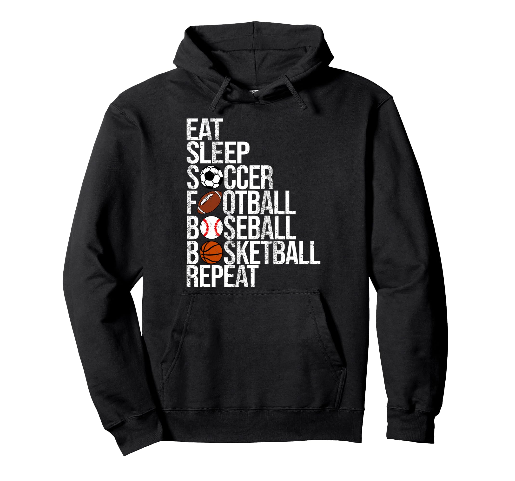Eat Sleep Soccer Football Baseball Hoodie - Graphic Print for Adults