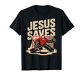 Jesus Saves Ice Hockey Goalkeeper T-Shirt - Trendy Graphic for Adults