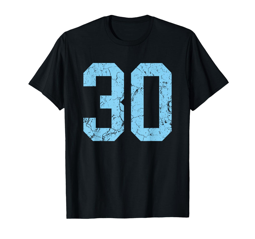 Distressed Blue Number 30 Jersey T-Shirt - Novelty Apparel for Adults