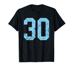 Distressed Blue Number 30 Jersey T-Shirt - Novelty Apparel for Adults
