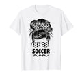 Proud Soccer Mom Mama Messy Bun Cheer T-Shirt - Custom Art Print Men Women